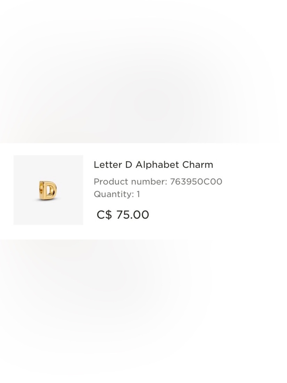 Pandora Gold Letters D,I,S,N,E,Y Alphabet Charm